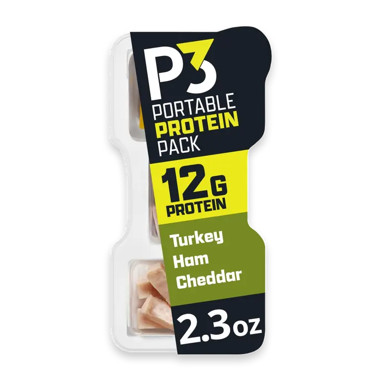 P3 Portable Protein Snack Pack with Turkey, Ham & Cheddar Cheese, Tray