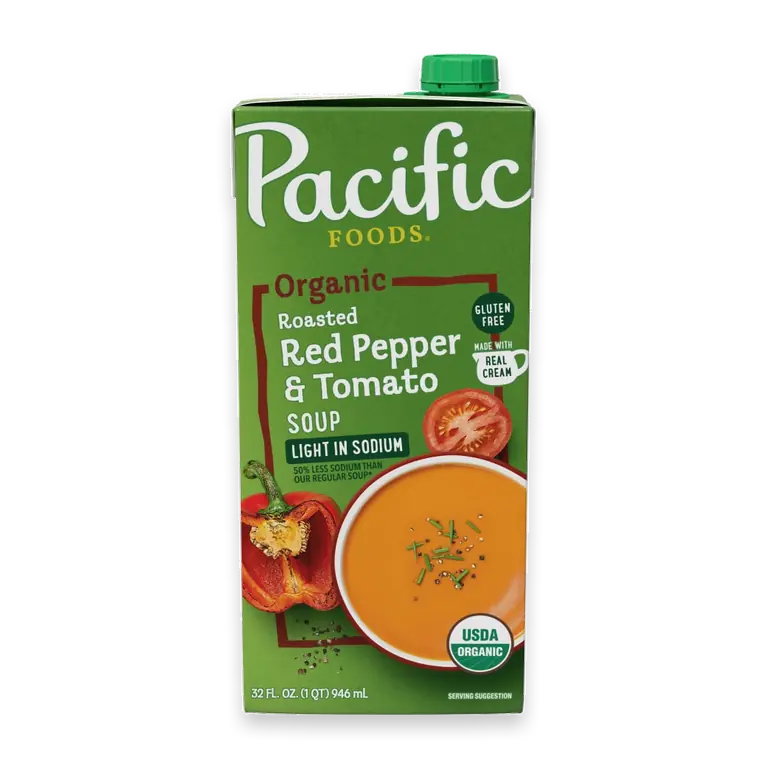 Light in Sodium Organic Roasted Red Pepper and Tomato Soup 32 oz Carton