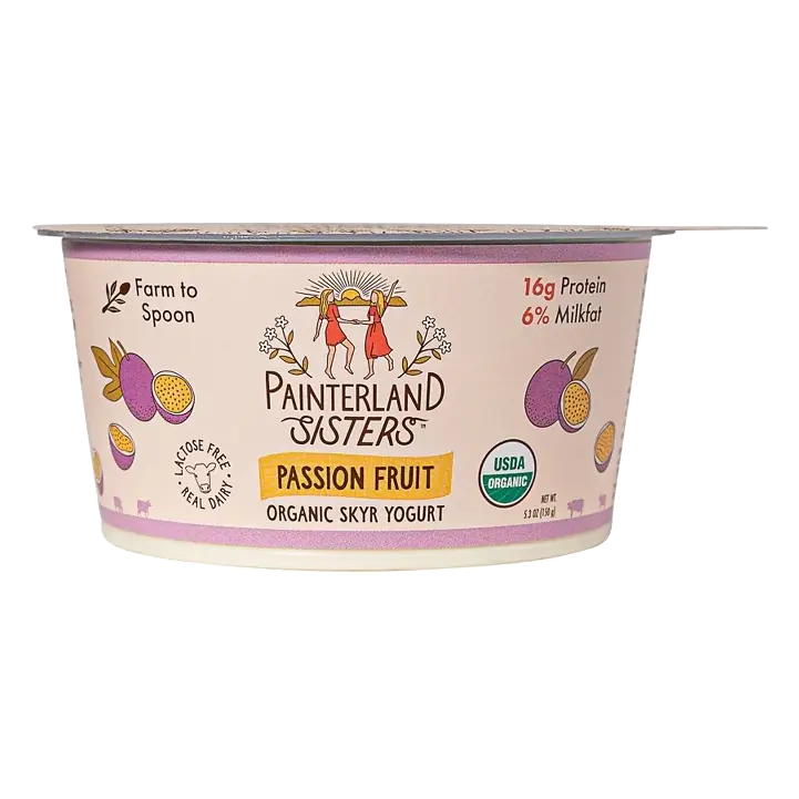 Painterland Sisters Organic Passion Fruit Skyr Yogurt, 16g Protein 5.3oz
