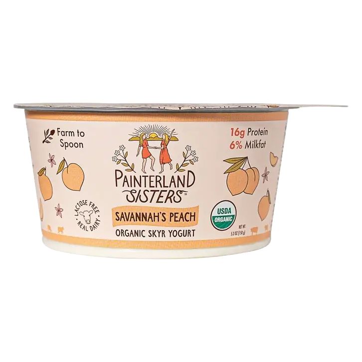 Painterland Sisters Organic Peach Yogurt, 16g Protein/ 5.3oz