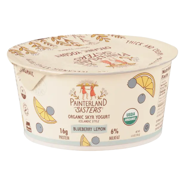 Painterland Sisters Skyr Yogurt, Blueberry Lemon, Organic, 6% Milkfat, Icelandic Style