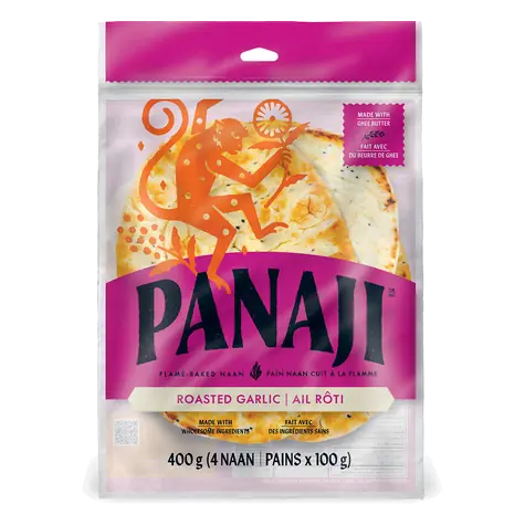Flame-Baked Naan Roasted Garlic 400 g (frozen)