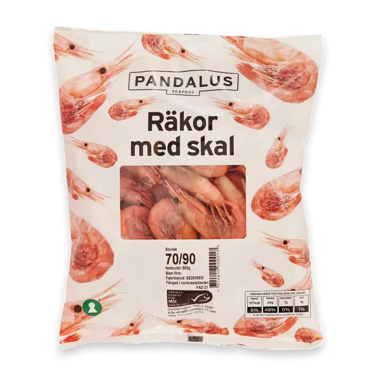 Räkor med skal 70/90 Fryst 500g