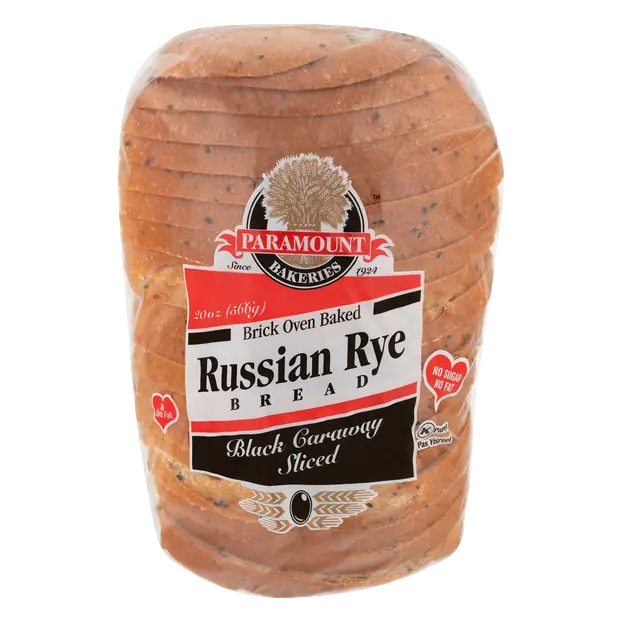 Sliced Black Caraway Brick Oven Baked Russian Rye Bread