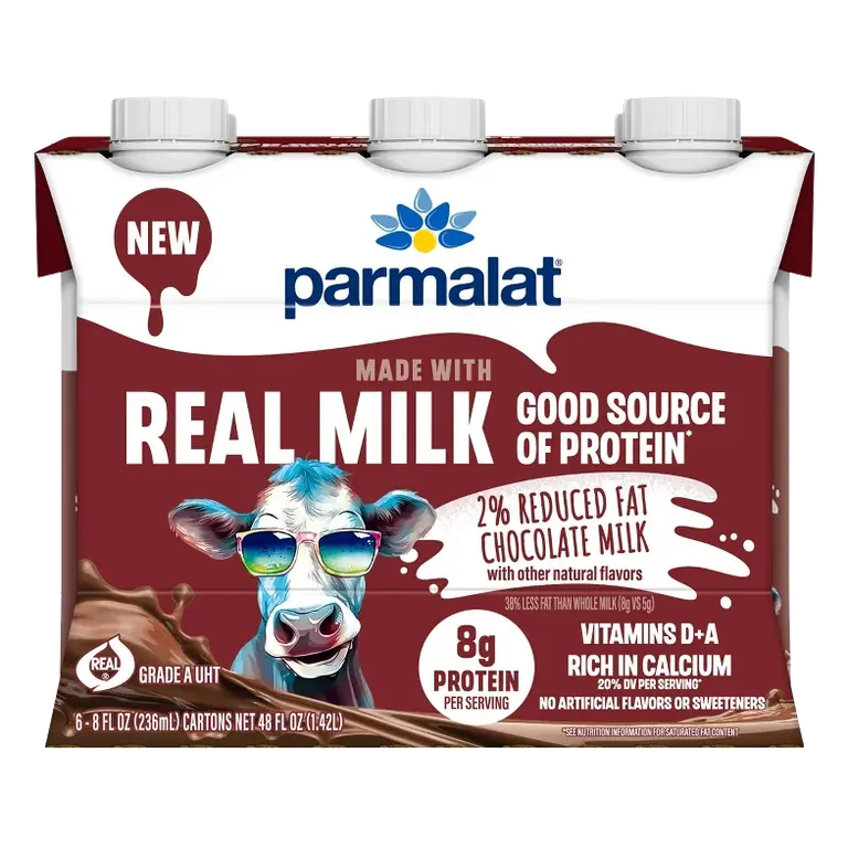 Parmalat 2% Reduced Fat Shelf Stable Chocolate Milk, 48 fl oz/6ct