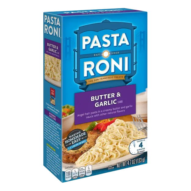 Butter & Garlic Flavor Angel Hair Pasta in a Creamy Butter and Garlic Sauce