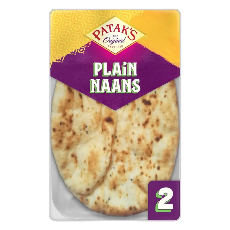 Authentic & Flame Baked Plain Naan Breads 2 pack