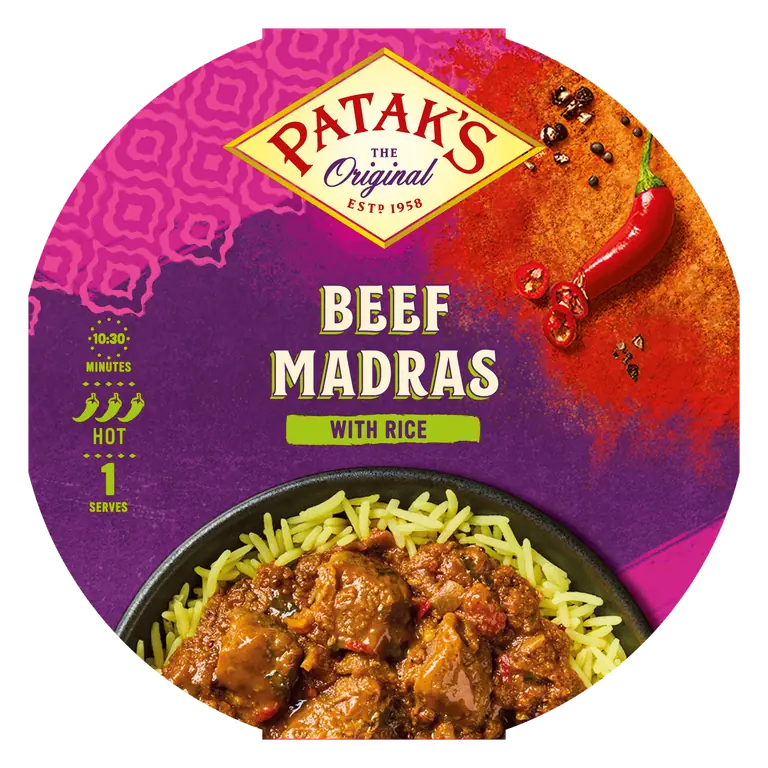 Patak's Beef Madras with Rice 400g