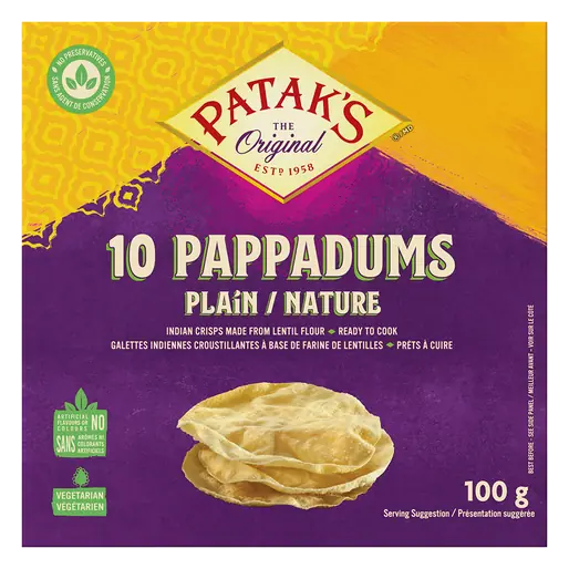 Patak's Pappadums Plain 100 g