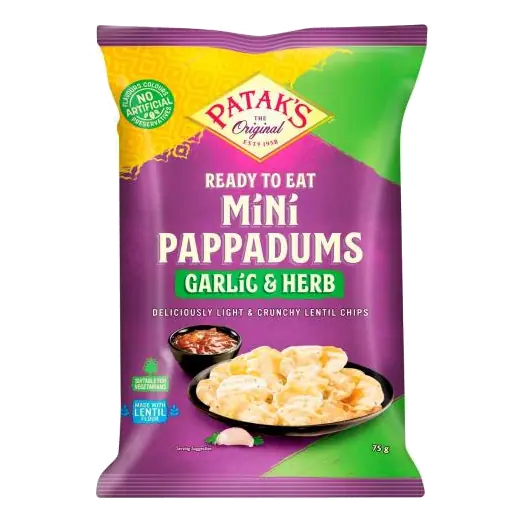 Ready To Eat Mini Garlic Herb Pappadum