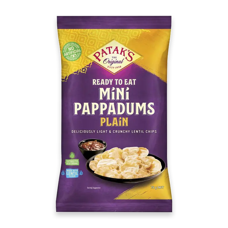 Ready To Eat Pappadums Mini Plain Original