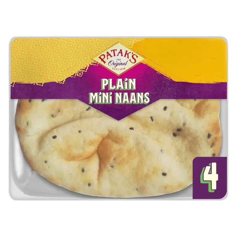 s Authentic & Flame Baked Plain Mini Naan Breads 4pk