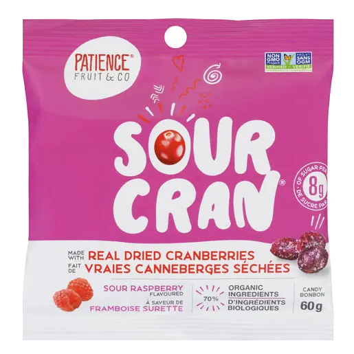 Patience Fruit Candy Sour Cran Cranberry Raspberry 60 g
