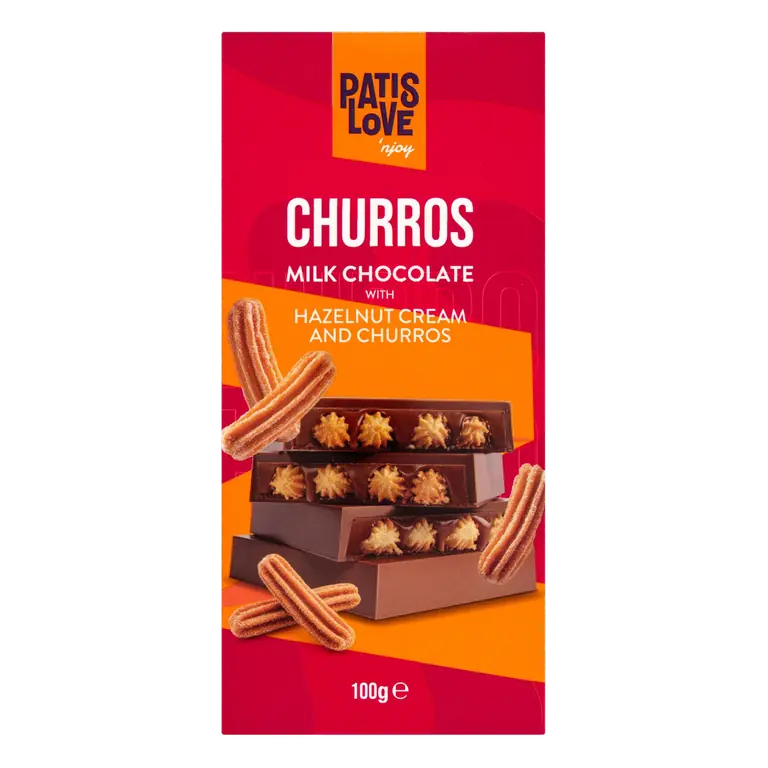 Patislove Milk Chocolate with Hazelnut Cream and Churros 100g