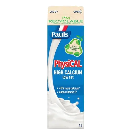 Physical Hi Calcium Low Fat Milk Carton
