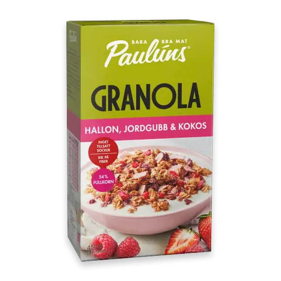 Granola Hallon, Jordgubb & Kokos