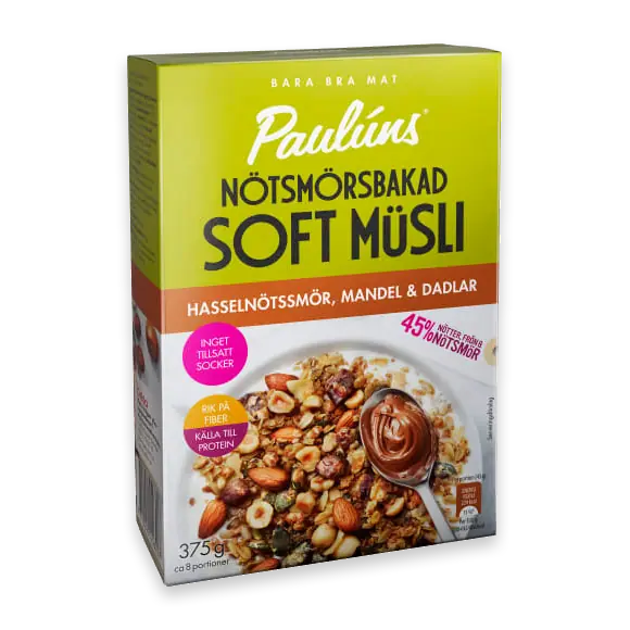 Soft Müsli Hassel Mandla Dadlar Nötsmörsbakad