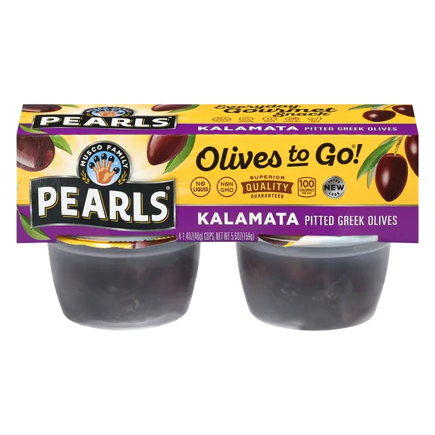 Greek Pitted Kalamata Olives To Go! Snack Cups - 4 ct
