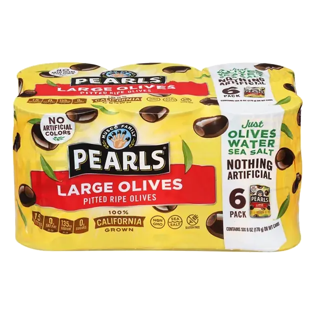 Olives, Ripe, Pitted, Large, 6 Pack