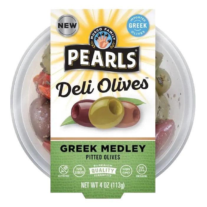Pearls Deli Pitted Greek Medley Olives, 4oz