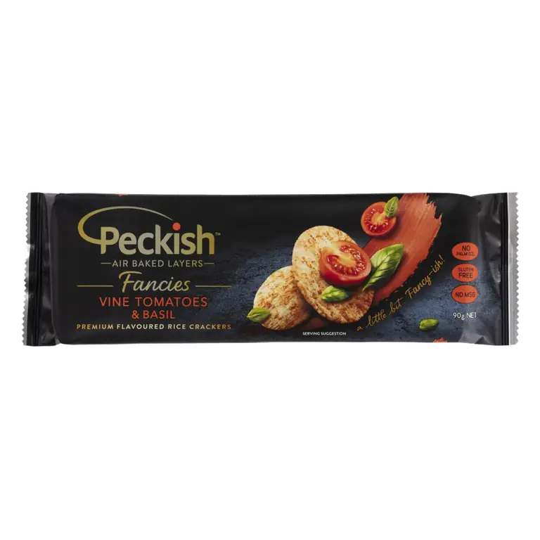 Fancies Premium Flavoured Rice Crackers Vine Tomatoes & Basil