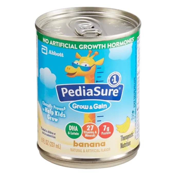 Pediasure Grow and Gain Nutrition Drink Banana Flavor Balanced Nutrition for Kids, 8 oz Bottles, Case of 24