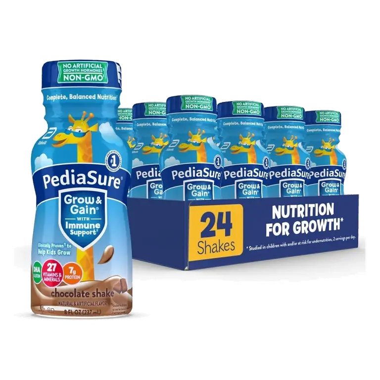Pediasure Grow and Gain Nutrition Drink Chocolate Flavor Balanced Nutrition for Kids, 8 oz Bottles, Case of 24