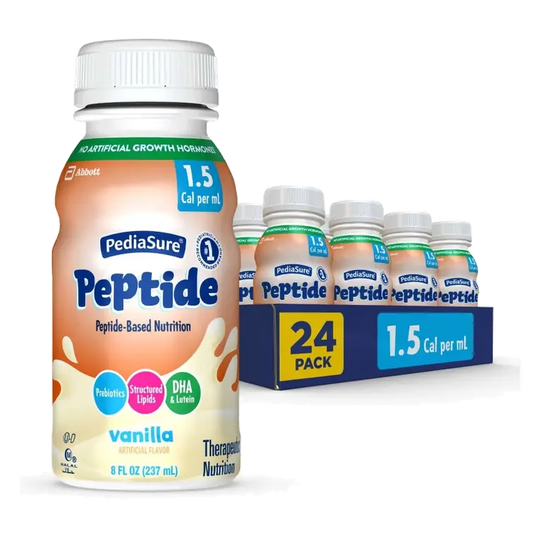 PediaSure Peptide 1.5 Cal Nutrition Liquid Vanilla 8 Oz Peptide-Based High-Calorie Drink for Children with Digestive and Nutritional Needs Case of 24