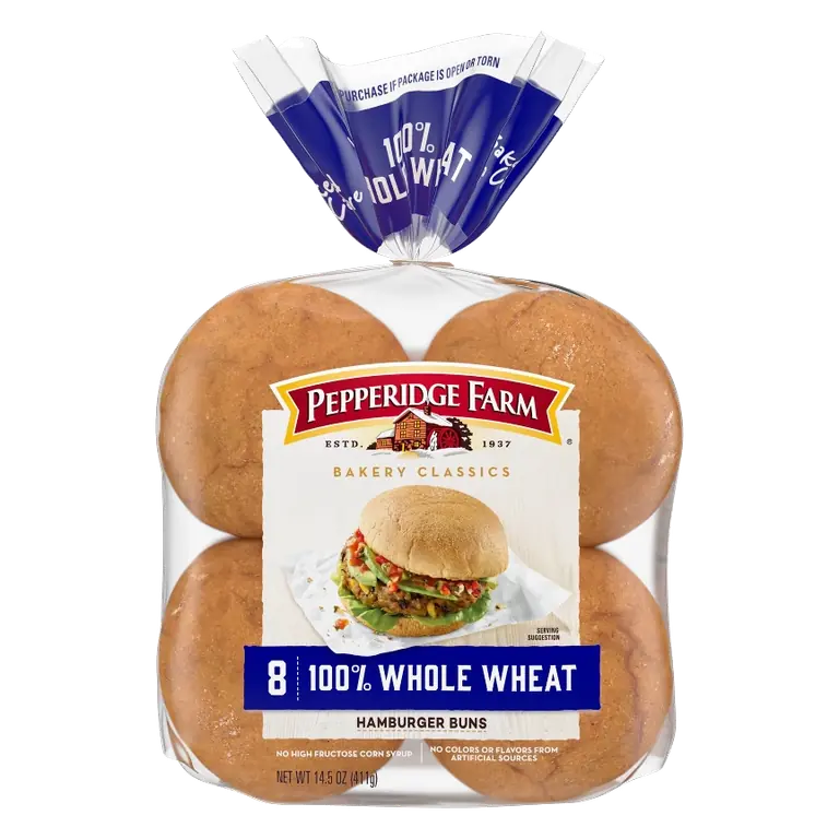 100% Whole Wheat Hamburger Buns