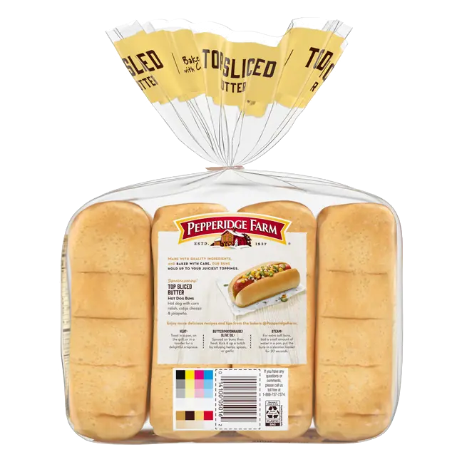Butter Hot Dog Buns, Top Sliced
