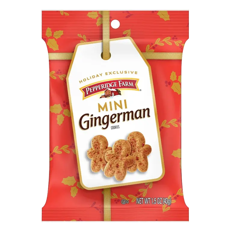 Pepperidge Farm Gingerman Mini Holiday Cookies Bag, 1.5oz: No Artificial Preservatives, No Artificial Flavors, No High Fructose Corn Syrup
