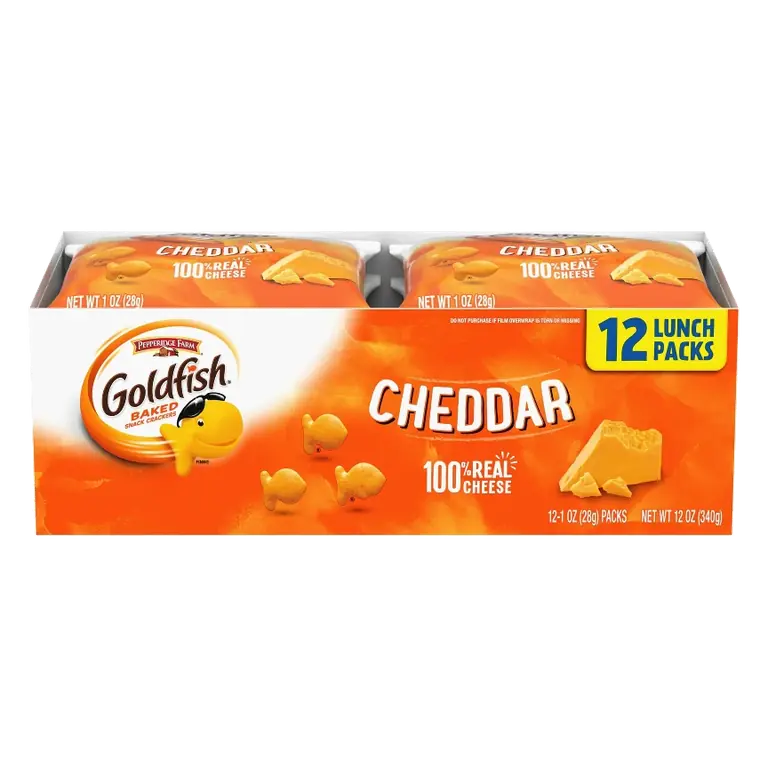 Goldfish Cheddar Crackers, Snack Packs, 1 oz, 12 CT Multi-Pack Tray