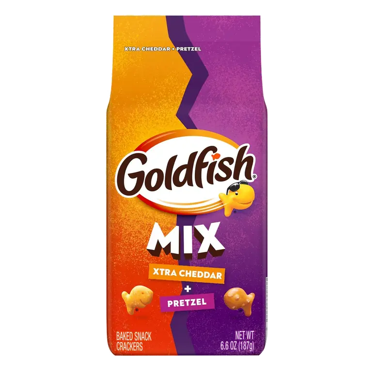 Goldfish Crackers Mix with Xtra Cheddar and Pretzel, Snack Crackers
