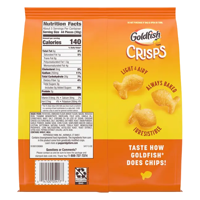 Goldfish Crisps Cheddar Cheese Baked Chip Crackers