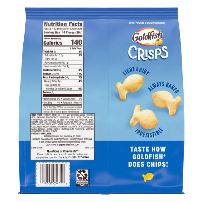 Goldfish Crisps Salt & Vinegar Flavored Baked Chip Crackers