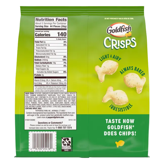 Goldfish Crisps Sour Cream & Onion Baked Chip Crackers