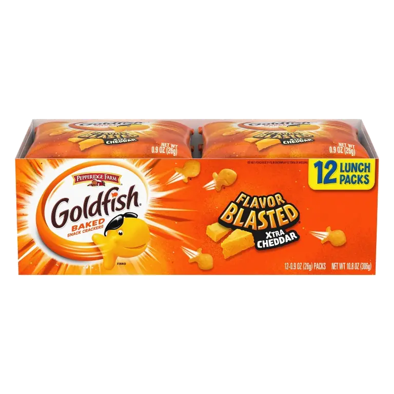 Goldfish Flavor Blasted Crackers, Xtra Cheddar Snack Packs, 12 Count Multipack