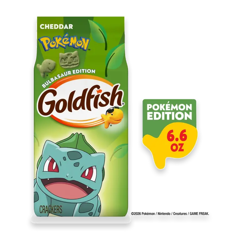 Goldfish Pokemon Bulbasaur Edition Cheddar Baked Snack Crackers