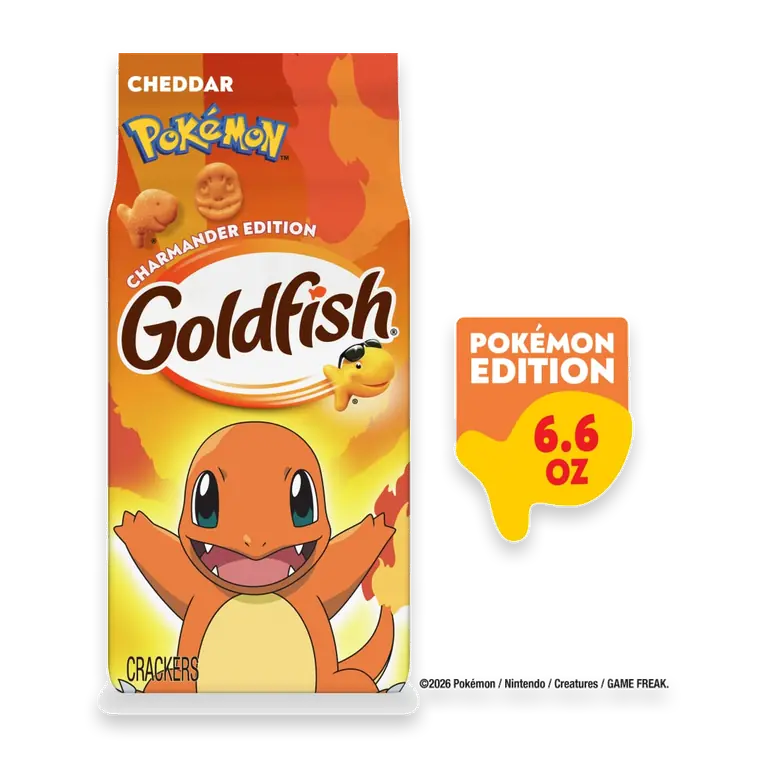 Goldfish Pokemon Charmander Edition Cheddar Cheese Baked Snack Crackers