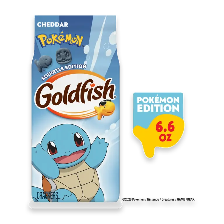 Goldfish Pokemon Squirtle Cheddar Cheese Baked Snack Crackers