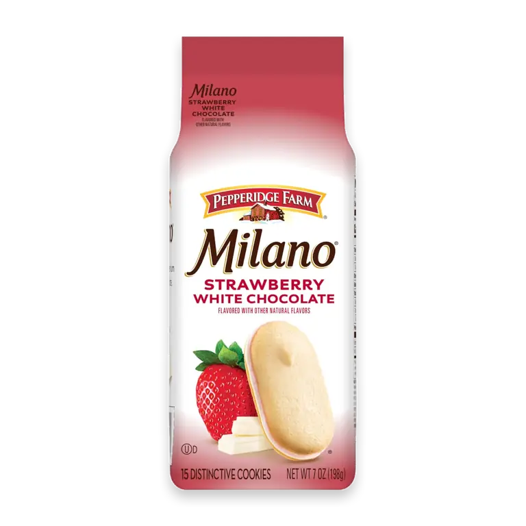 Milano White Chocolate Strawberry Flavored Cookies