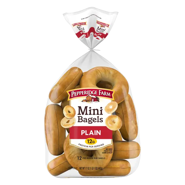 Mini Plain Pre-Sliced Bagels - 12 ct