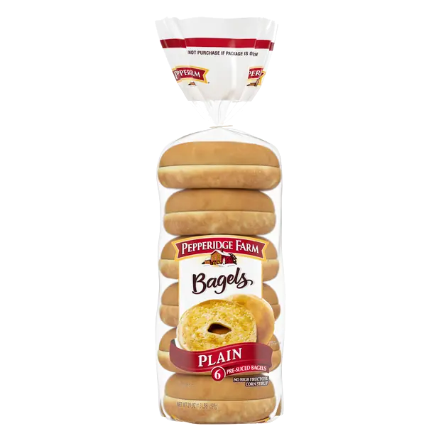 Plain Pre-Sliced Bagels - 6 ct