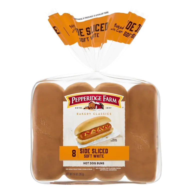 White Hot Dog Buns, Side-Sliced
