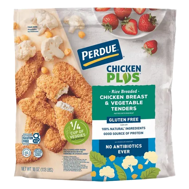 Chicken Plus Chicken Breast & Vegetable Tenders, Rice Breaded