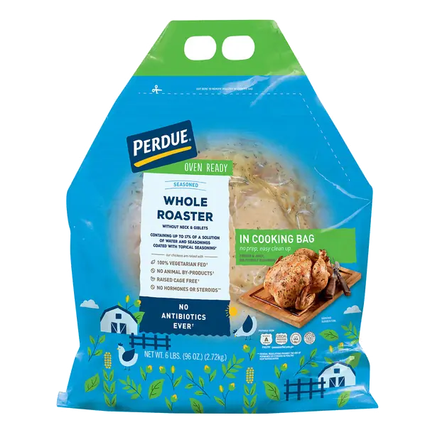 Oven Ready Seasoned Whole Roaster Chicken in Cooking Bag Fresh