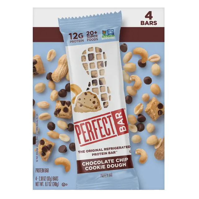 Perfect Bar Gluten-Free Chocolate Chip Cookie Dough Protein Bars, 4-2.18 oz Bars