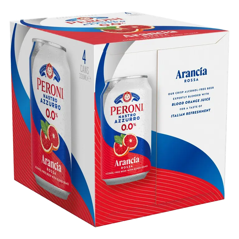 Nastro Azzurro 4 x 330ml Arancia Rossa 0.0% Alcohol Free Beer Cans