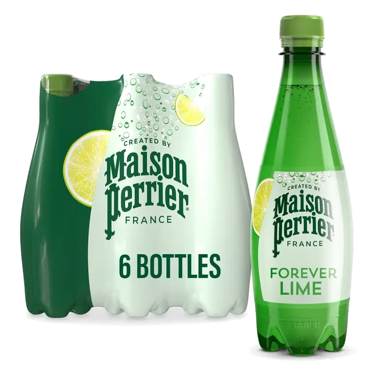 Maison Perrier Lime Sparkling Water, 6pk/16.9 fl oz Bottles: Caffeine-Free, No Added Sugar