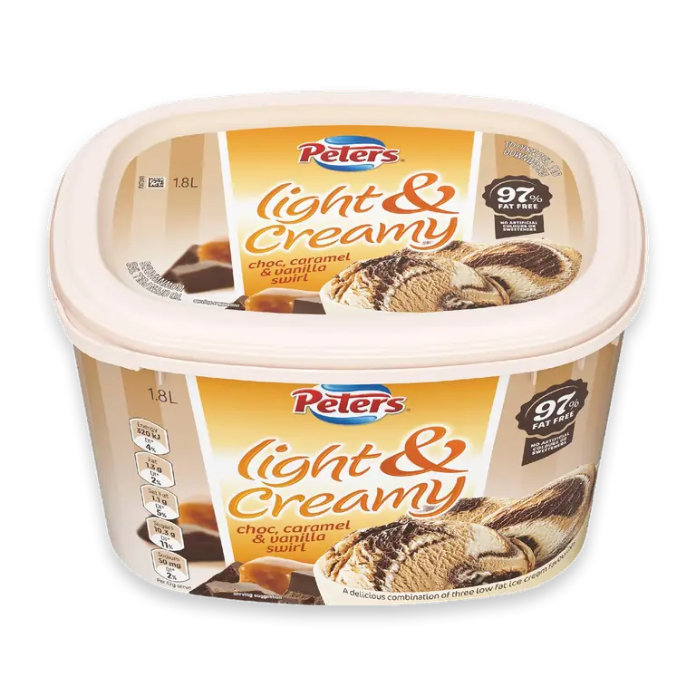 Light & Creamy Choc Caramel & Vanilla Swirl Ice Cream